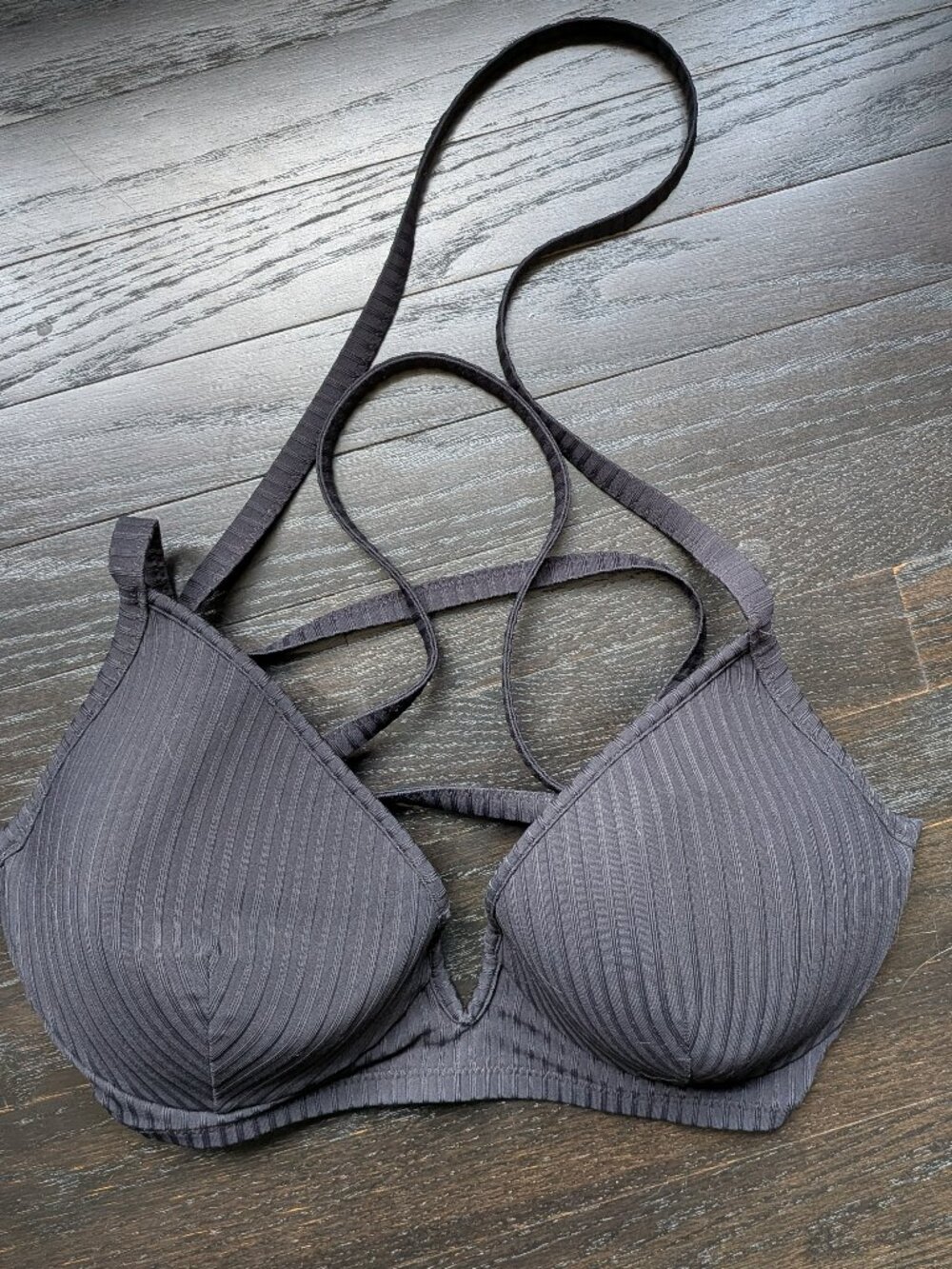 Target Shade & Shore Black Ribbed Push-Up Bikini Top | Size 38D